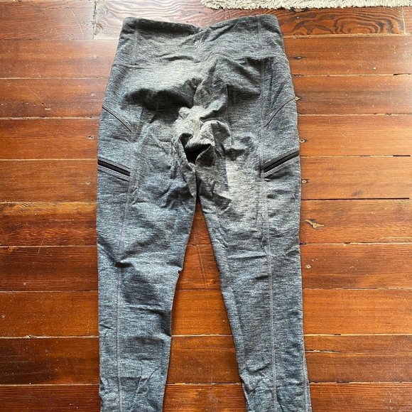 Athleta zippered pockets grey marled straight yoga leggings S - Picture 4 of 6